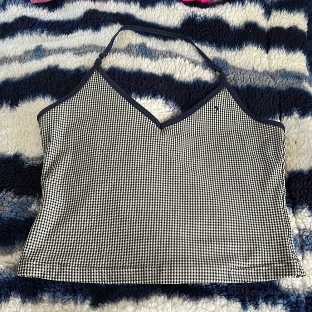 GUESS Women's vintage Black and White Checkered Top